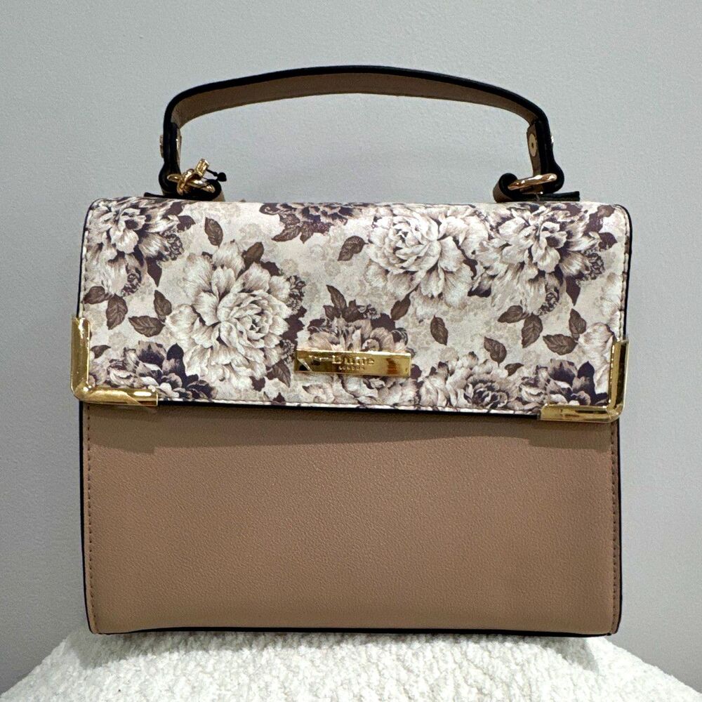 NWT Dune London Floral Flap Taupe Small Satchel Top Handle, Detachable Strap